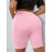 Solid Color Skinny Stretchy Shorts, Casual High Waist Shorts For Spring & Summer, Women's Clothing